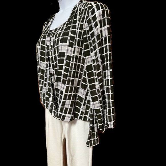 ALFANI Olive Green and White High Low top size 16W - Picture 2 of 4